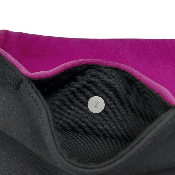 Lululemon Reversible Wunder Under Crop Leggings Womens 2 Black Pink Gym Yoga - Picture 12 of 12
